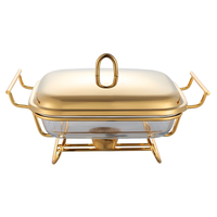 Chauffe-plats de luxe 2,0 L en acier inoxydable, double zone, alimenté par alcool solide, couleur or rose/or, marque CD