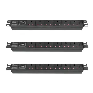 1U 19" 6 ways UK socket rack mount PDU board with surge protector Power Distribution Unit board for data center