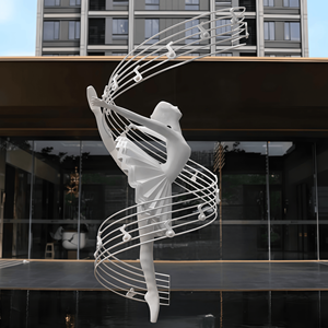 等身大のエレガントなバレエ少女像 ステンレス鋼製 立像 バレエダンサー彫刻 SCブランド 溶接加工 カスタムメイド - Product Image 4