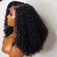 Peluca Corta Rizada Pixie con Cierre de Encaje HD 5x5, Peluca con Reflejos, 200% de Densidad, Cabello Humano Rizado Virgen Indio