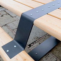 Ensemble de mobilier urbain moderne : Table de pique-nique en lattes de bois massif avec sièges intégrés, grand banc de jardin pour parc, support en acier