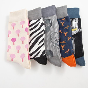 <span class=keywords><strong>Chaussettes</strong></span> en coton mélangé 200N pour hommes adultes, à motifs fantaisie : poisson en conserve, crâne, homard, rayures zébrées, champignon, dessins animés - Product Image 5
