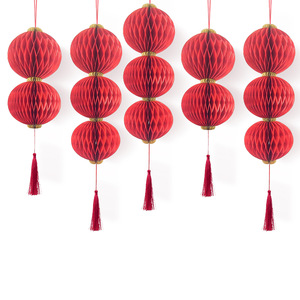 Lanterna Rossa di Capodanno a Nido d'Ape, Sfera Decorativa da Appendere, Lanterna di Carta per il Festival di Primavera, Decorazioni Artigianali Fai-da-te - Product Image 2