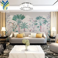 Sticker mural en PVC de luxe moderne personnalisé, 3D 5D, pour plafond, chambre d'enfant, salon, décoration intérieure, papier peint floral rose