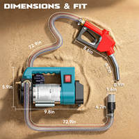 Pompe de transfert de carburant sans fil à arrêt automatique 45L/min pour batterie 18V avec buse auto-étanche et tuyaux de 2m