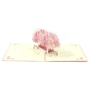 High Quality Oriental Cherry Tree 3d Pop Up Gift Cards Happy Birthday Greeting Cards Blessing Card Sakura No Ki No Shita