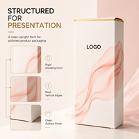 Boîte cosmétique de luxe en papier d'art biodégradable et recyclable avec logo personnalisé, imprimé marbré rose, emballage pliable à rabat supérieur, bord doré pour