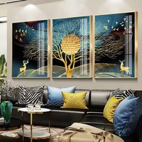Décoration d'intérieur personnalisée, luxe moderne, nouveau produit, peinture murale abstraite simple, peinture murale en verre, 3 pièces, peinture murale en porcelaine cristalline