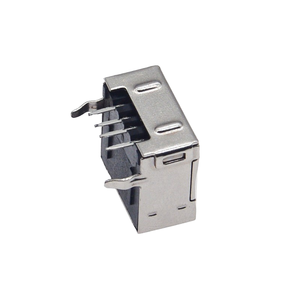 Connecteur USB 2.0 Type-A femelle entièrement blindé, 90 °   Conception de broche à angle droit pour un montage sécurisé sur circuit imprimé, isolateur noir - Product Image 4