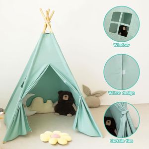 Tente tipi portable pour enfants, couleur verte, pour l'intérieur et l'extérieur, très vendue - Product Image 3