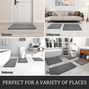 3 in 1 Large Memory Foam Bath <b>Mat</b> <b>Set</b> Soft Absorbent Washable Non Slip Bath <b>Mat</b> for <b>Bathroom</b> - Product Image 4