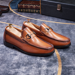 Chaussures en cuir formelles pour hommes d'été, chaussures en cuir véritable pour hommes, bout rond, chaussures décontractées, chaussures tendance pour hommes - Product Image 1