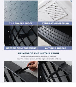 บ้านสุนัขพลาสติกด้านนอกขนาดใหญ่พร้อมช่องระบายอากาศและพื้นยกสูง - Product Image 4