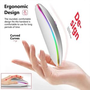 CE ROHS chế độ kép RGB đèn nền Slim Chuột phẳng Bluetooth có thể sạc lại không dây chuột máy tính - Product Image 5