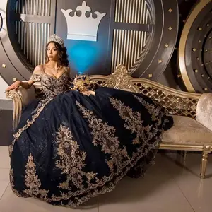 Mumuleo Princess Navy Blue vestidos de 15 anos Quinceanera Dresses Sweet 16 Dress Coleccion Charro Ball Gown Prom Gowns
