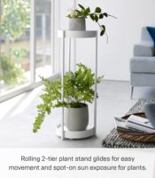 Support de plantes à 2 niveaux Home Tower avec roulettes - Transport et nettoyage faciles, 28 pouces - Acier