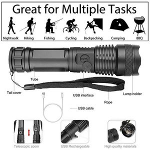 20W High Power XHP50 Aluminum Alloy 1000 Lumens IP55 Waterproof Rechargeable <b>LED</b> Tactical <b>Flashlight</b> Outdoor - Product Image 4