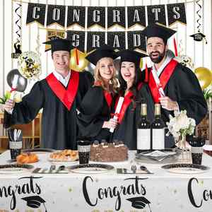 Suministros para Fiesta de Graduación Modernos y Populares para 24 Personas, Platos, Servilletas, Vasos y Cubiertos de Papel para Celebrar la Graduación - Product Image 3