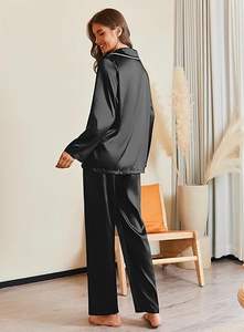 Bedruckte Pyjamas Satin-Pyjama-Set Weiche Loungewear für Damen 2-teiliges Kurzarm-Schlafanzug-Set Bequeme Nachtwäsche - Product Image 2