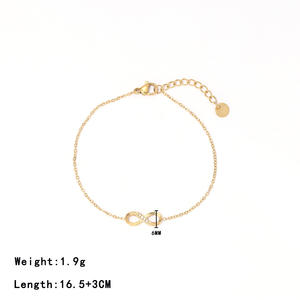 Bracelet en acier inoxydable plaqué or 18 carats avec chiffres en diamant zircon <span class=keywords><strong>8</strong></span> Infinity Bracelet en titane et acier à maillons creux Bijoux de chaîne - Product Image 5