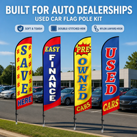 Drapeau publicitaire extérieur personnalisé avec mât et base croisée pour concessionnaires automobiles et salles d'exposition – Vente en gros