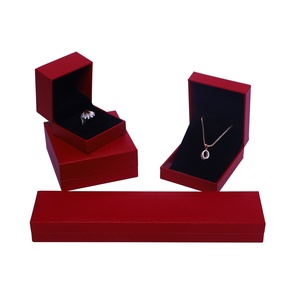 Elegant Red Leatherette Flip <b>Box</b> for Jewelry Accessories <b>Gift</b> Paper Packaging Storage Case Rings <b>Earrings</b> Necklaces Bracelets - Product Image 2