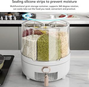 Contenedores de Almacenamiento de Alimentos Secos con Rotación de 360 Grados para Cocina Comercial, Dispensador de Cereales Multigrano con Tapas - Product Image 3