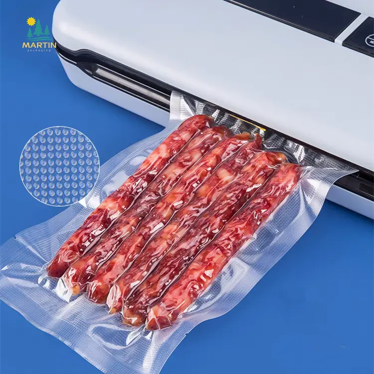 Wholesale Custom Free Samples Embossed Plastic Storage Roll Textured Cooked Vacuum Sealer Bag Frozen Food