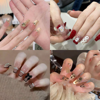 Uñas Postizas de Resina Aurora con Diseño de Mariposa, Cobertura Completa, Estilo Flash Blush, Venta al por Mayor