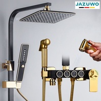 Système de douche de salle de bain Robinet mitigeur or noir Robinet de salle de bain chaud et froid Ensemble de douche thermostatique