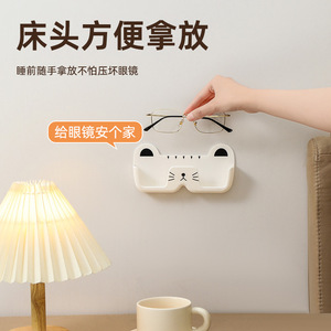 Soporte para gafas con forma de gato, montado en la pared, blanco y negro, sin necesidad de perforar, para almacenamiento de gafas, uso en casa y en el coche - Product Image 2