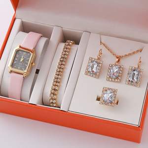 Nuovo orologio quadrato romano con bracciale in pietra preziosa Set di quarzo movimento in lega di vetro con quadrante finestra cinturino quadrato in pelle - Product Image 5