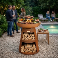 Fournitures de jardin - Barbecue extérieur de 36 pouces en acier Corten, brasero, plancha avec grille pour bûches, pour jardin, patio, piscine