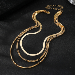 KISSWIFE-Cadena de <span class=keywords><strong>serpiente</strong></span> de lujo, cadena en O, collar de combinación chapado en oro, collar de tres capas, joyería de fiesta - Product Image 5