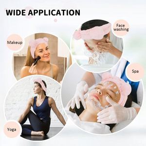 Bandeau en peluche oreilles d'ours 3D en polaire corail douce, large, pour le lavage du visage, le maquillage et les soins de la peau, automne-hiver, cadeau mignon - Product Image 5
