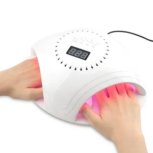 White/Rose Gold RED Light Two Handed 48W 2in1 LED Nail Lamp UV dryer professional machine with Built-in Fan for heat dissipation