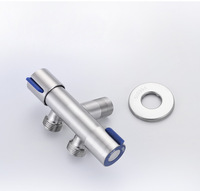 Robinet à double poignée en acier inoxydable Robinet d'eau froide à double commande pour cuisine Salle de douche Toilette Hôtel Salle de bain Accessoires
