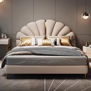 Grande tête de <span class=keywords><strong>Lit</strong></span> haut de gamme, <span class=keywords><strong>Lit</strong></span> Double, personnalisé en acier inoxydable, ensemble de <span class=keywords><strong>Lit</strong></span> en cuir de luxe, meubles de chambre modernes - Product Image 6