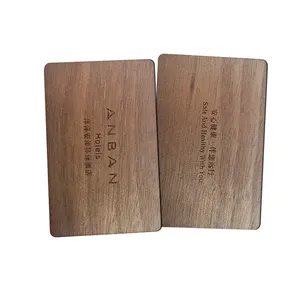 Carte de remerciement en bois à impression personnalisée, carte de visite en bois avec Logo gravé au Laser à la main
