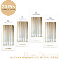Neues Design Günstige Gradient Champagner Gold Ausblas-Wunsch Kerze Aus Metall, Kreative Baby Geburtstagstorten-Bleistiftkerze für Kinder