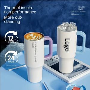 Gobelet isotherme en acier inoxydable de 40 oz avec poignée et paille, tasse de voyage isolée sous vide pour <span class=keywords><strong>voiture</strong></span>, extérieur, logo personnalisé disponible - Product Image 3