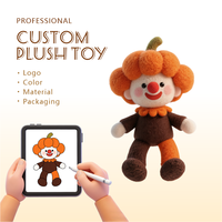 Chapeau de clown citrouille en peluche de haute qualité, rembourrage en coton PP, poids modéré, ajustement confortable, design personnalisable pour les fêtes