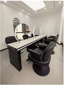 Salon Furniture Station Barber Spa Hairdressing <b>LED</b> <b>Mirror</b> Double Sided Beauty Workstation Hairdresser Styling Equipment - Product Image 3