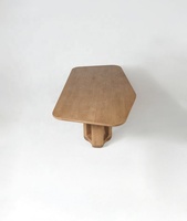 Table de salle à manger en bois de 250 cm, grande table de conférence moderne à double base avec finition en bois naturel pour hôtel et bureau (vente en gros)