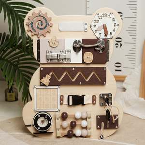 <span class=keywords><strong>2022</strong></span> oso ocupado tablero de pared Montessori para niños tablero de juego mecanismo de música desbloquear habilidades motoras finas juguetes niños educativo de madera - Product Image 6