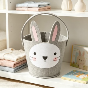Cesta de fieltro de conejo para la búsqueda de huevos de Pascua para niños, bolsas de regalo, cubo con colas de conejo esponjosas - Product Image 2