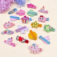 Pince à cheveux en cristal brodée d'animaux de dessin animé, avec motifs d'anniversaire, de cœur, de couronne, d'étoile et de gâteau, pince à franges non-endommageante pour