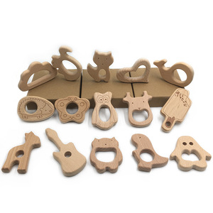 Jouet de dentition transfrontalier apaisant pour bébé en bois de hêtre, modè<span class=keywords><strong>le</strong></span> animal, référence C001, vente en gros - Product Image 2