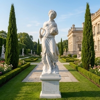 Statue de la déesse de la récolte en marbre blanc sculptée à la main grandeur nature, sculpture de Démeter en pierre naturelle avec faucille et panier de fruits