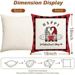 หมอนอิงรูปหัวใจสีแดงลายสก็อตรูปควายของตกแต่งงานแต่งงานรถบรรทุกแห่งความรักในวันวาเลนไทน์ที่มีความสุขขนาด18X18นิ้ว - Product Image 4